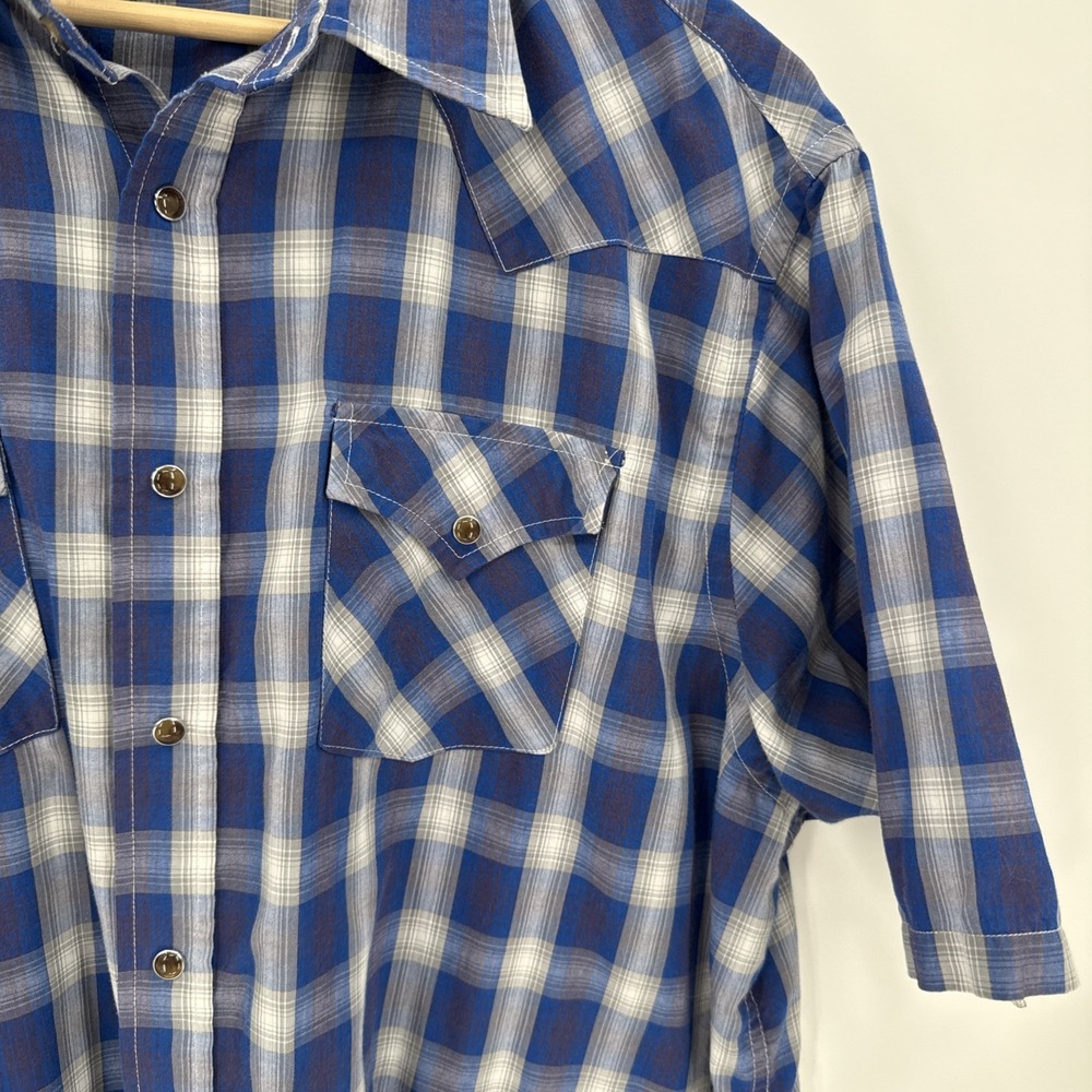 Pendleton Womens Blue Plaid Pearl Snap Frontier Shirt Size XXL Western Everyday - Picture 3 of 9